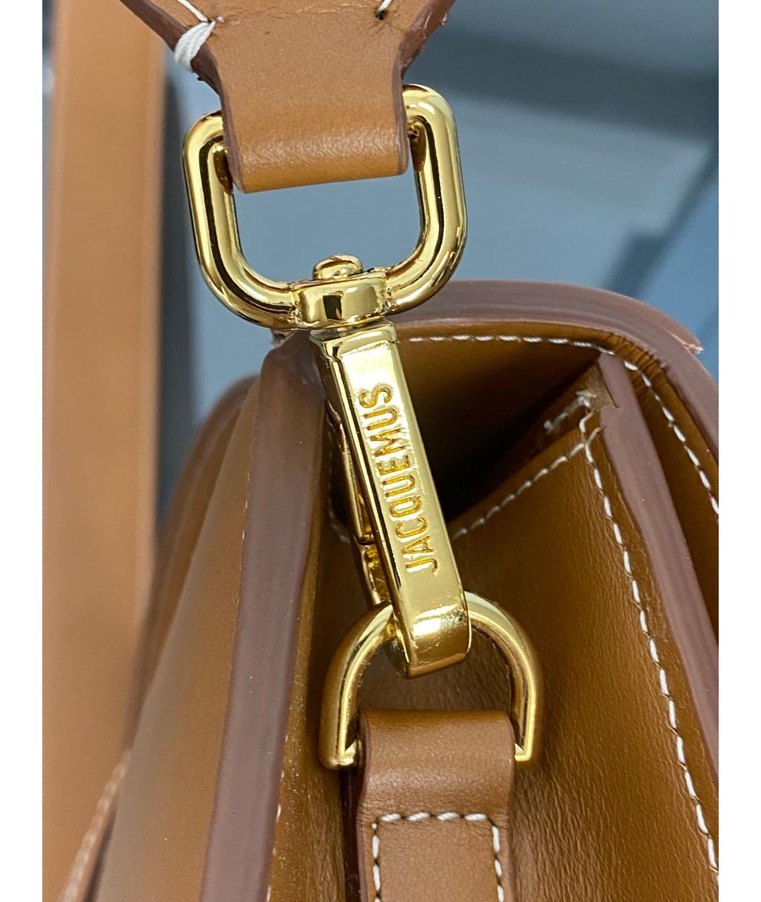 JACQUEMUS Бежевая кожаная сумка через плечо, фото 7