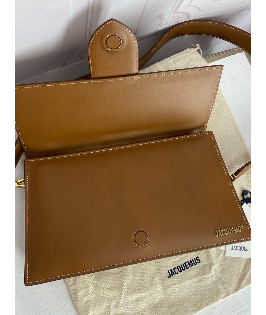 JACQUEMUS Бежевая кожаная сумка через плечо, фото 5