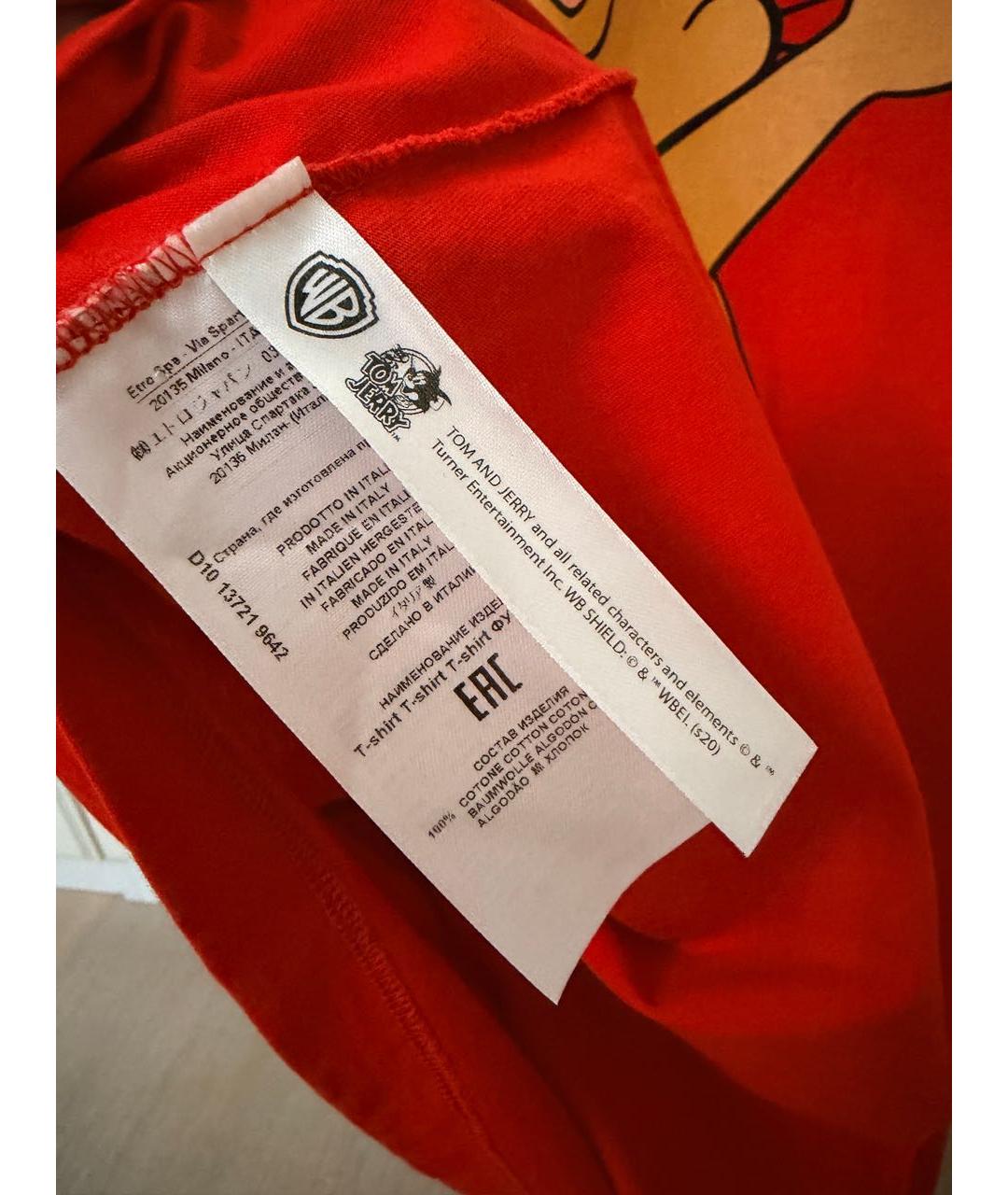 ETRO Красная хлопковая футболка, фото 5