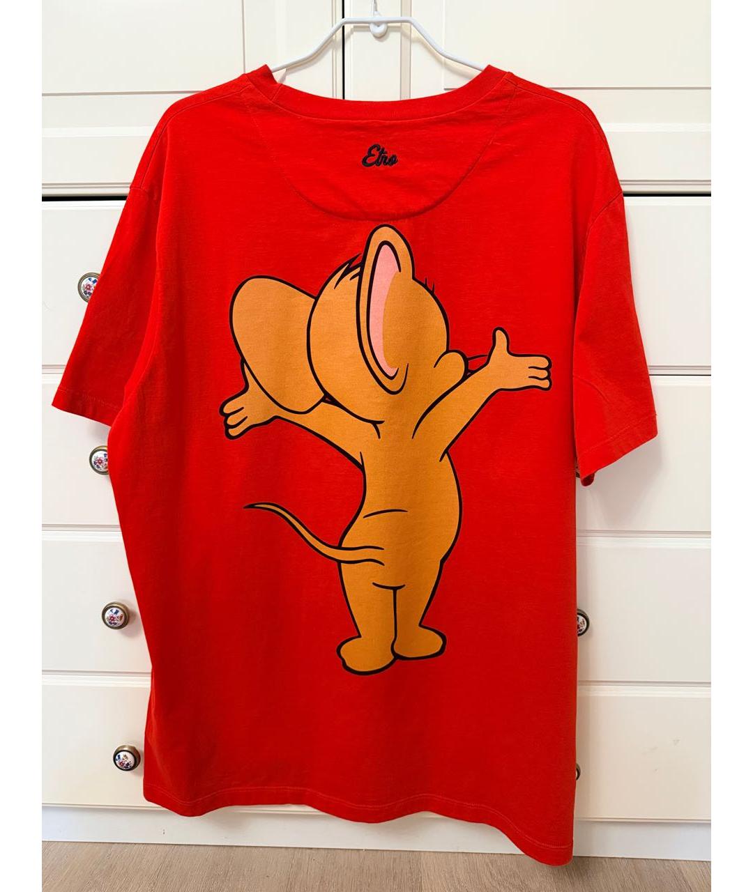 ETRO Красная хлопковая футболка, фото 2