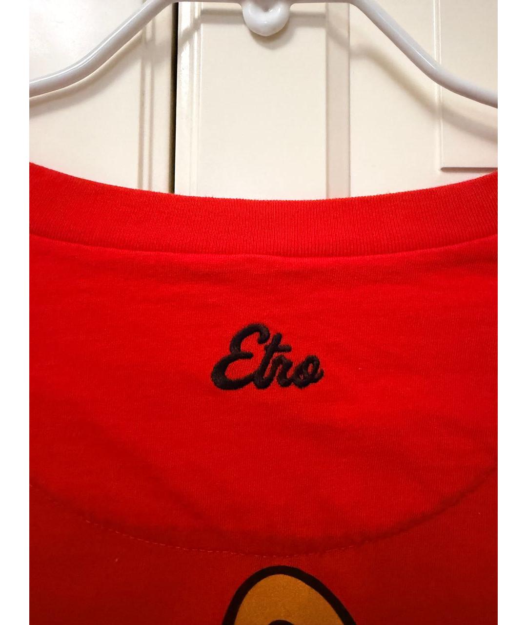 ETRO Красная хлопковая футболка, фото 4