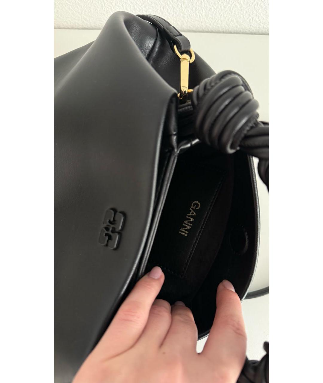 GANNI Черная кожаная сумка через плечо, фото 7