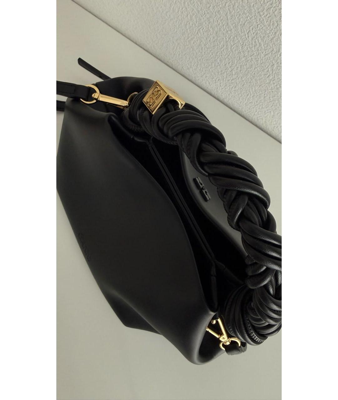 GANNI Черная кожаная сумка через плечо, фото 8