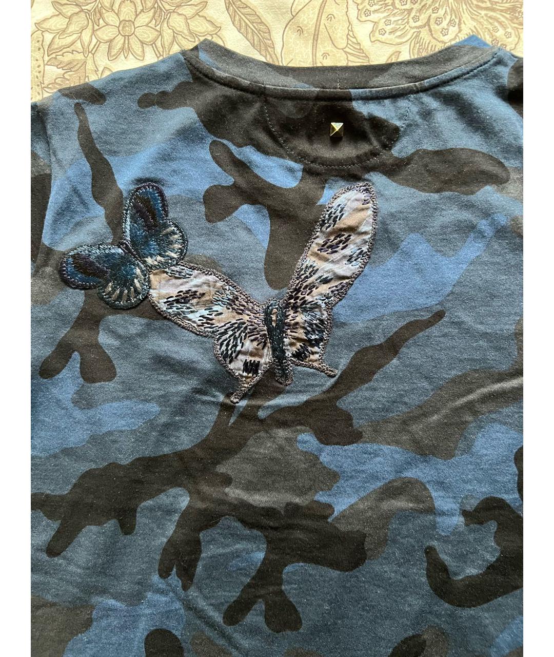 VALENTINO Темно-синяя хлопковая футболка, фото 4