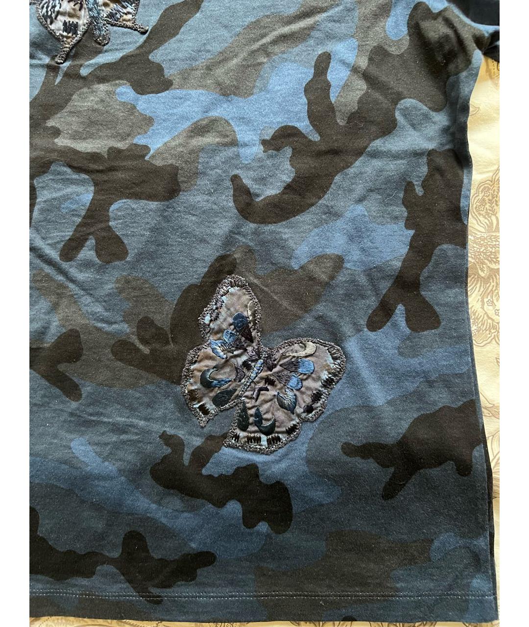 VALENTINO Темно-синяя хлопковая футболка, фото 5