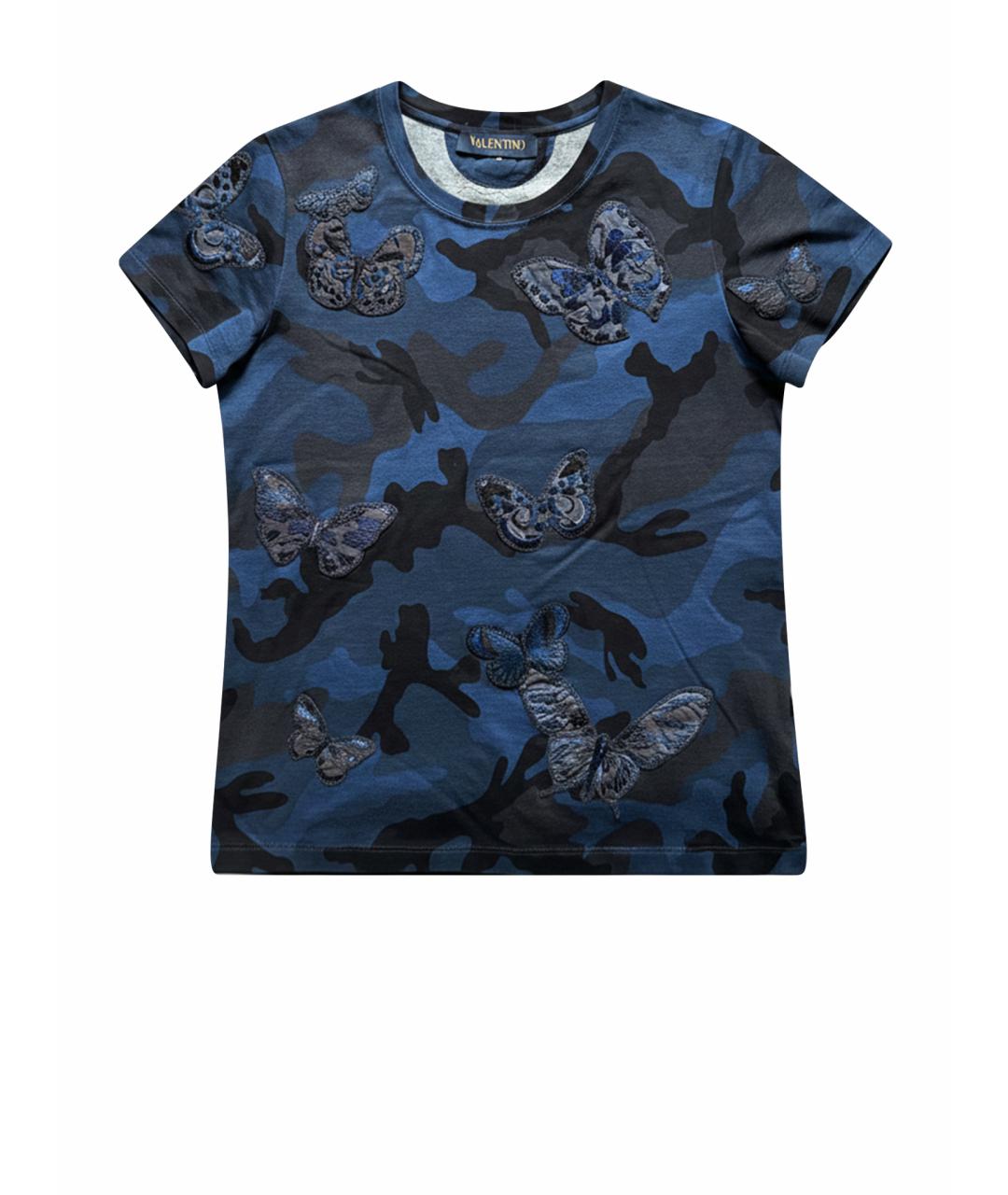 VALENTINO Темно-синяя хлопковая футболка, фото 1