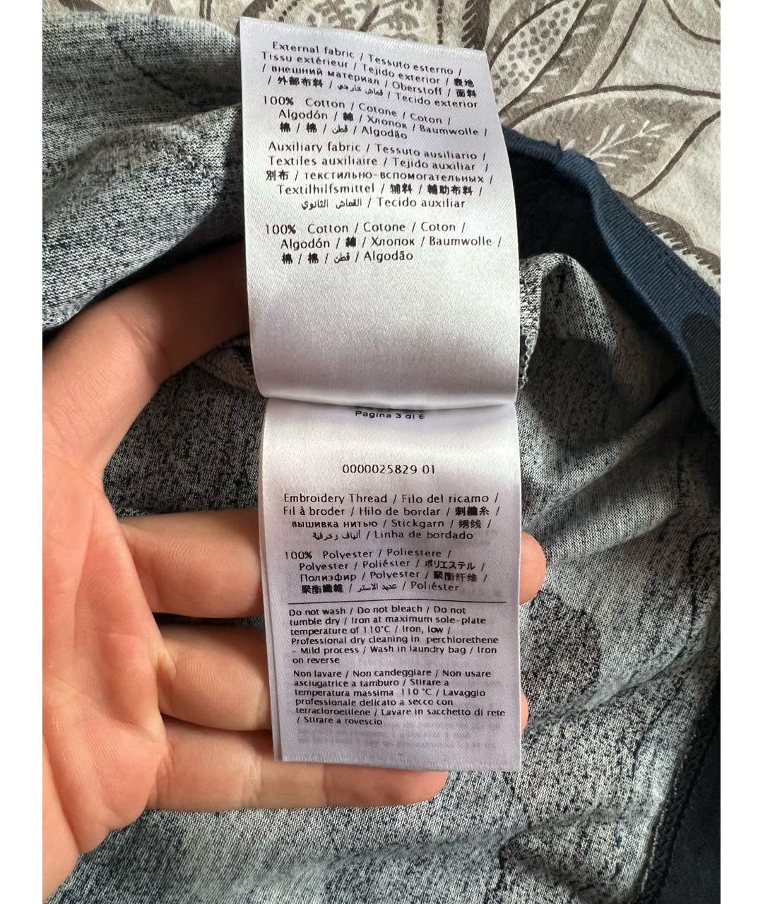 VALENTINO Темно-синяя хлопковая футболка, фото 7