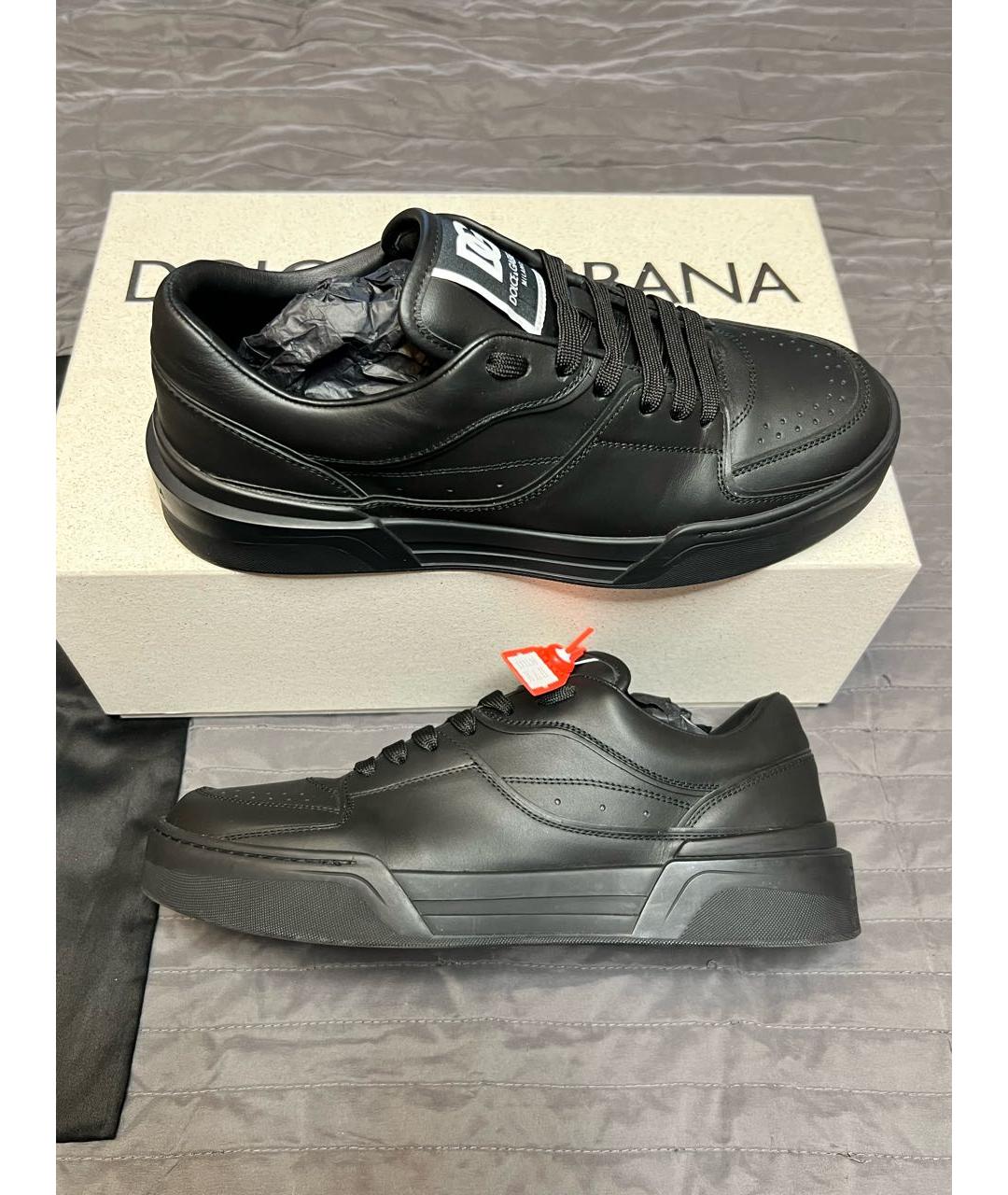 DOLCE&GABBANA Черные кожаные низкие кроссовки / кеды, фото 5