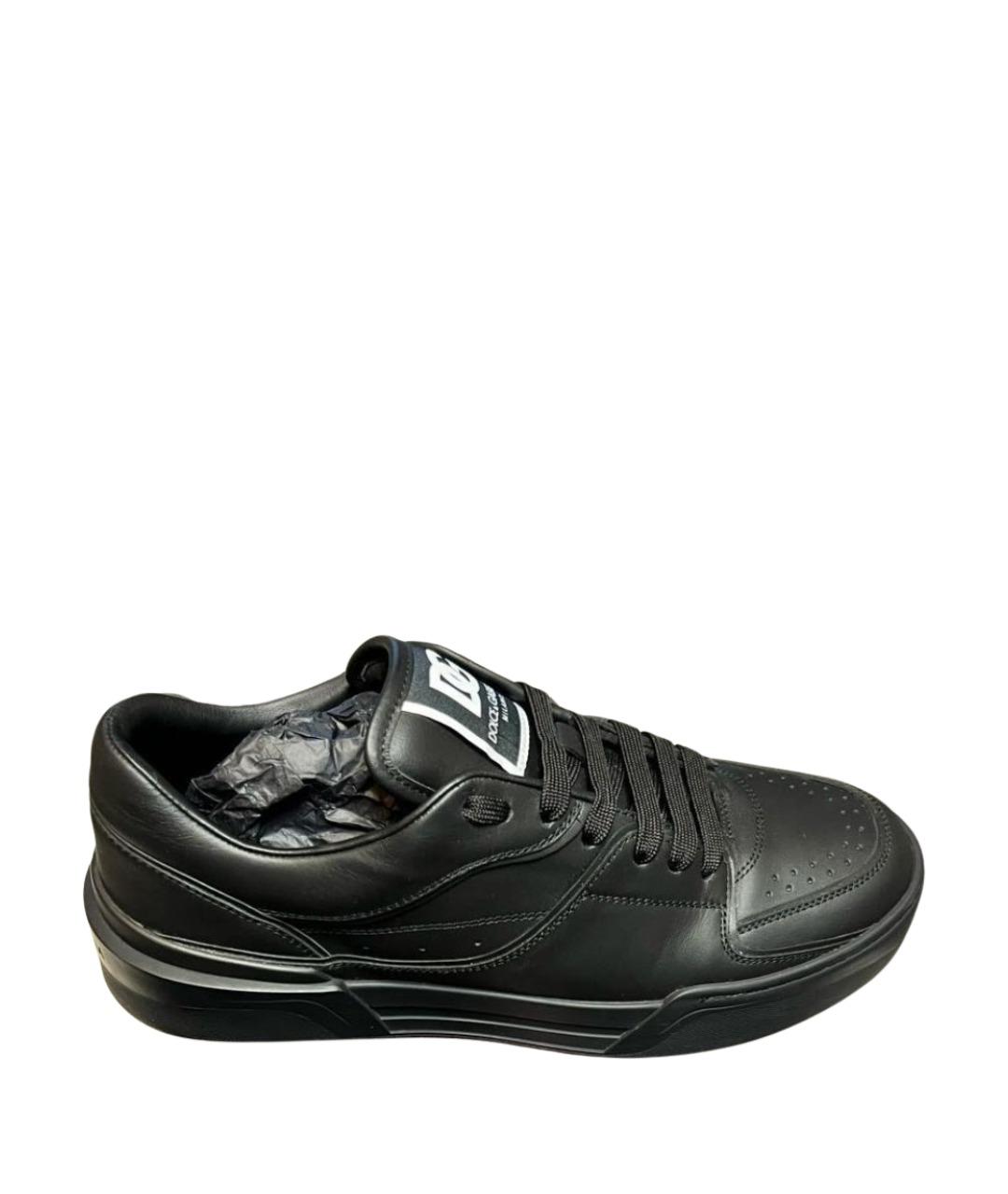 DOLCE&GABBANA Черные кожаные низкие кроссовки / кеды, фото 1