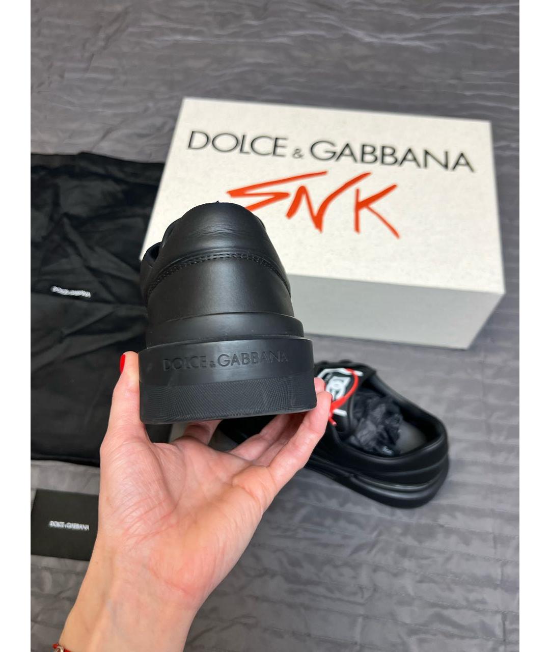 DOLCE&GABBANA Черные кожаные низкие кроссовки / кеды, фото 4