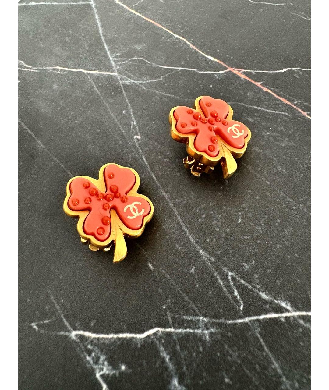 CHANEL Розовые позолоченные клипсы, фото 3