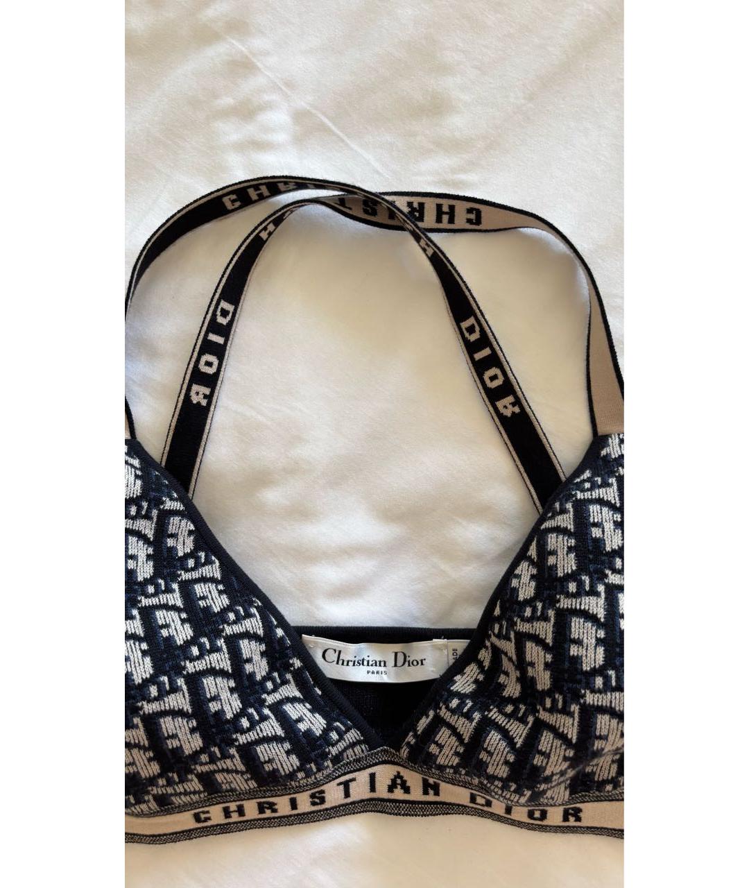 CHRISTIAN DIOR Темно-синяя хлопко-эластановая майка, фото 6