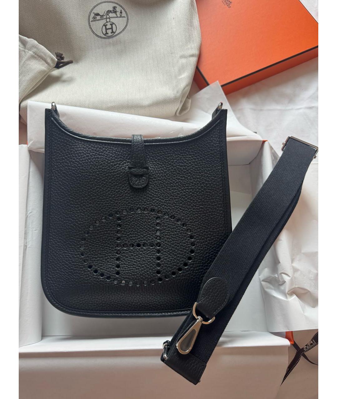 HERMES Черная кожаная сумка через плечо, фото 3