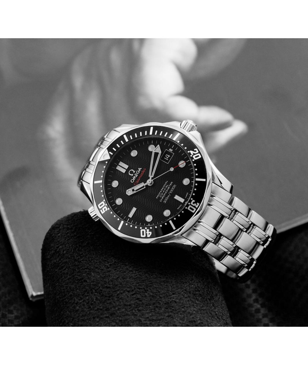 OMEGA Черные часы, фото 5