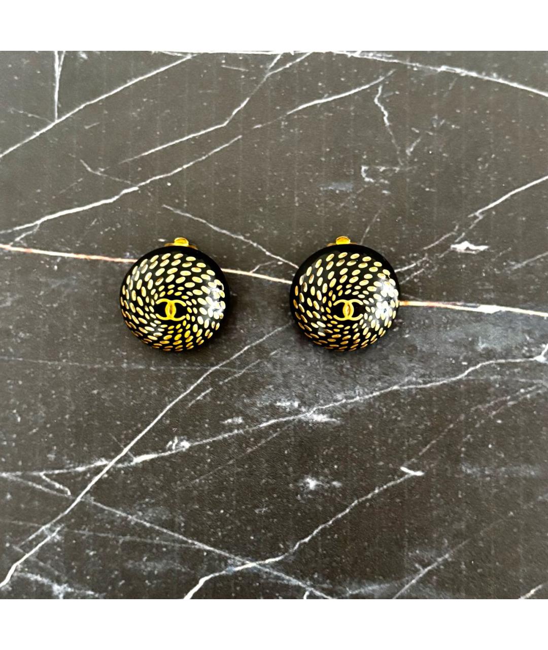 CHANEL Черные металлические клипсы, фото 2