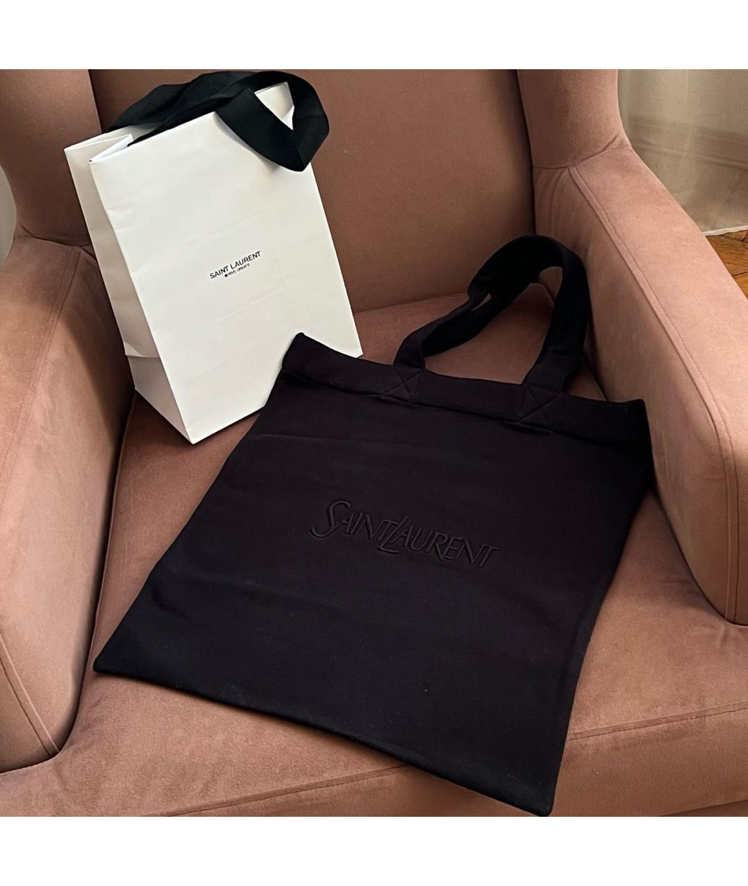 SAINT LAURENT Черная хлопковая сумка тоут, фото 6