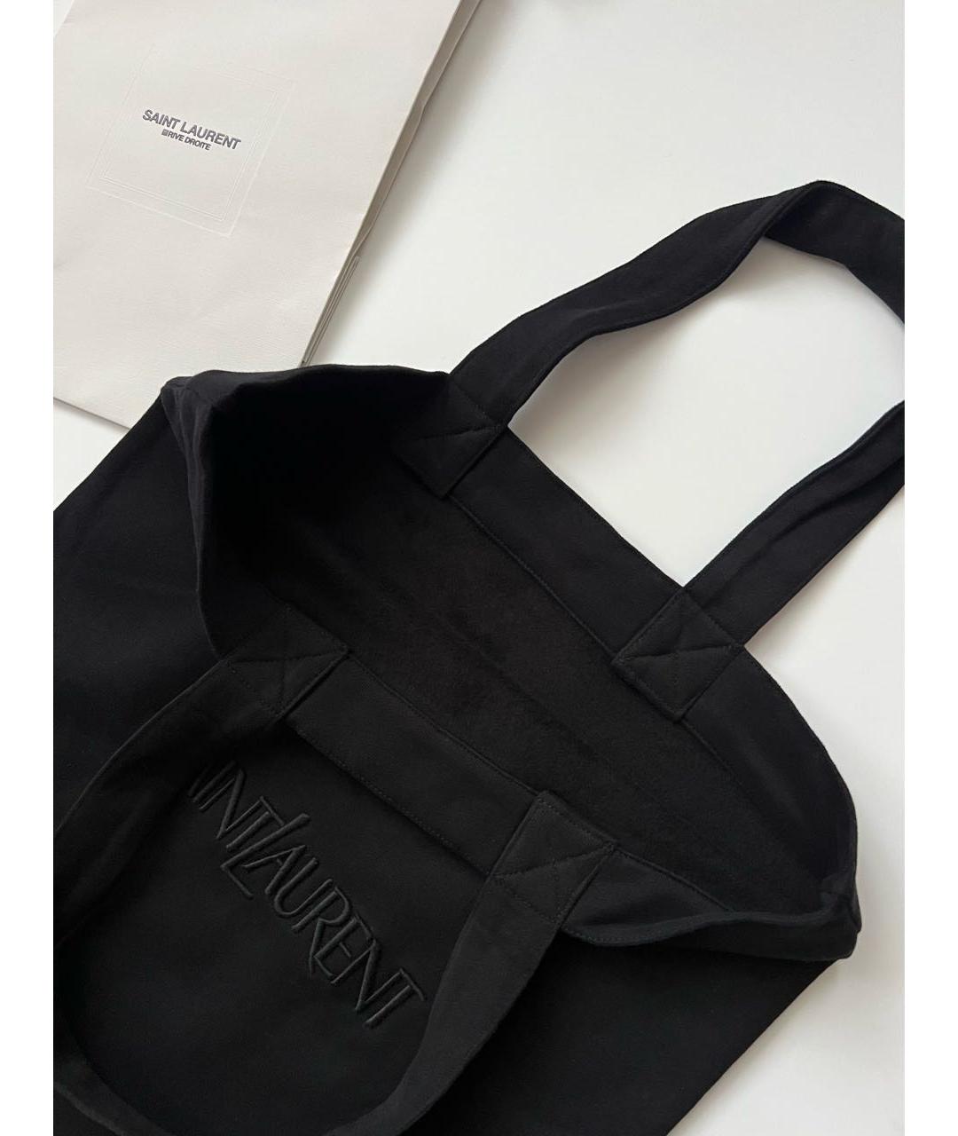 SAINT LAURENT Черная хлопковая сумка тоут, фото 4