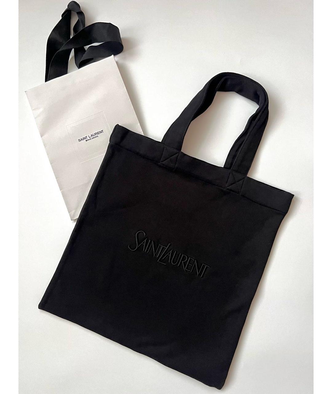 SAINT LAURENT Черная хлопковая сумка тоут, фото 3