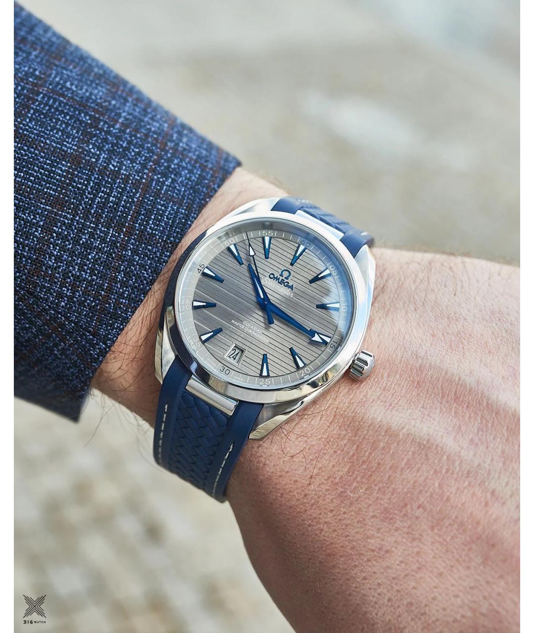 OMEGA Темно-синие часы, фото 5