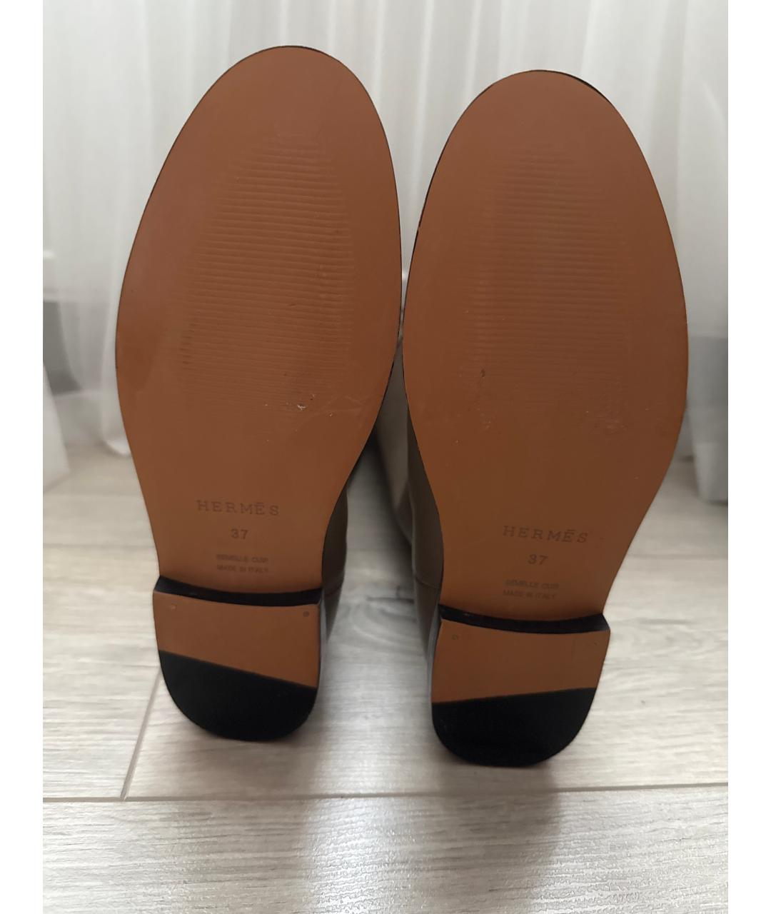 HERMES Бежевые кожаные сапоги, фото 5