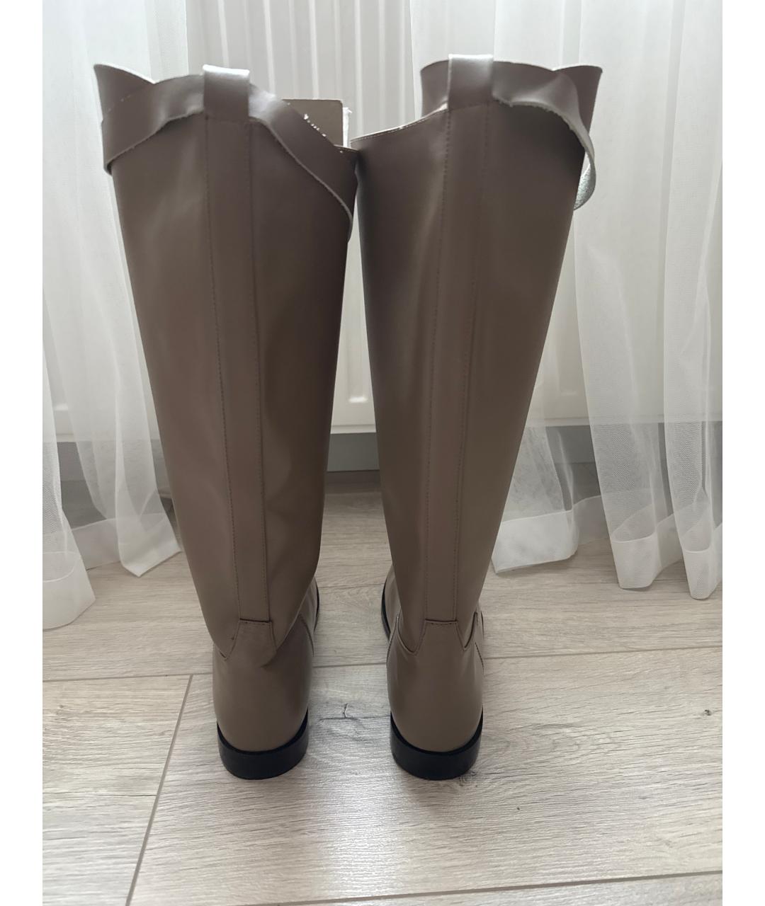 HERMES Бежевые кожаные сапоги, фото 4