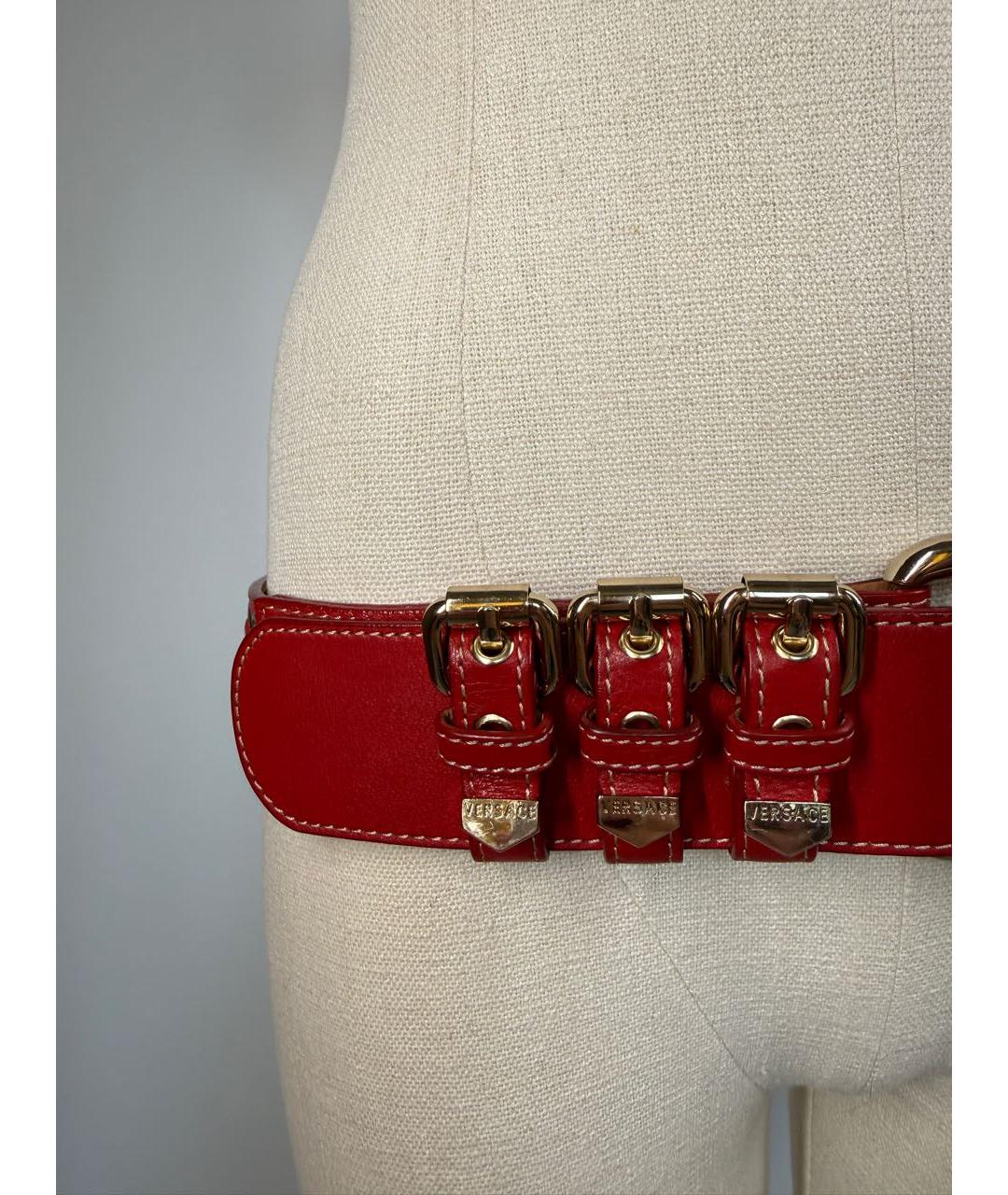 VERSACE Красный кожаный ремень, фото 2