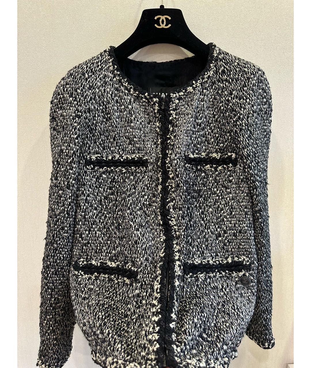 CHANEL Серый твидовый жакет/пиджак, фото 6
