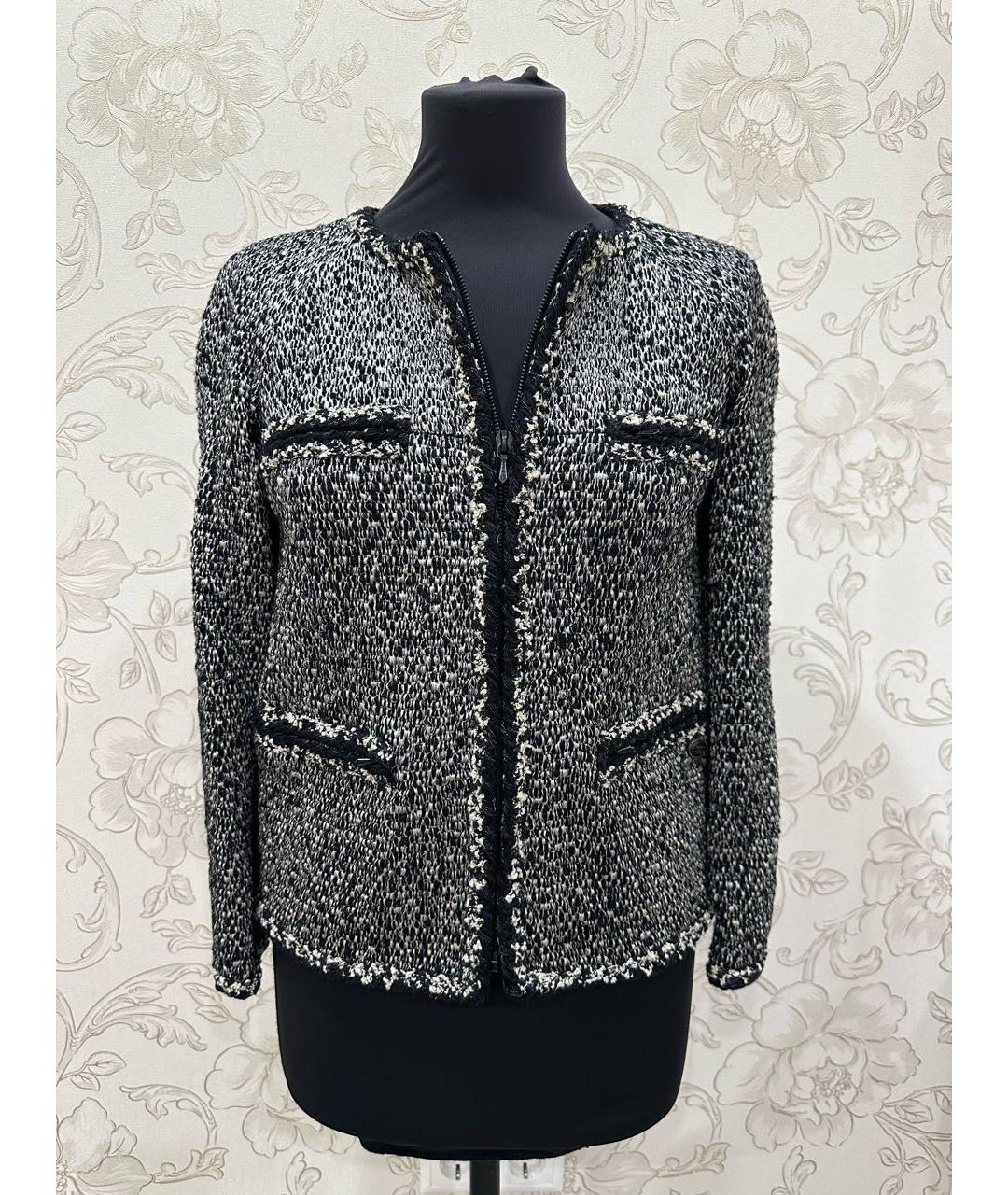 CHANEL Серый твидовый жакет/пиджак, фото 2