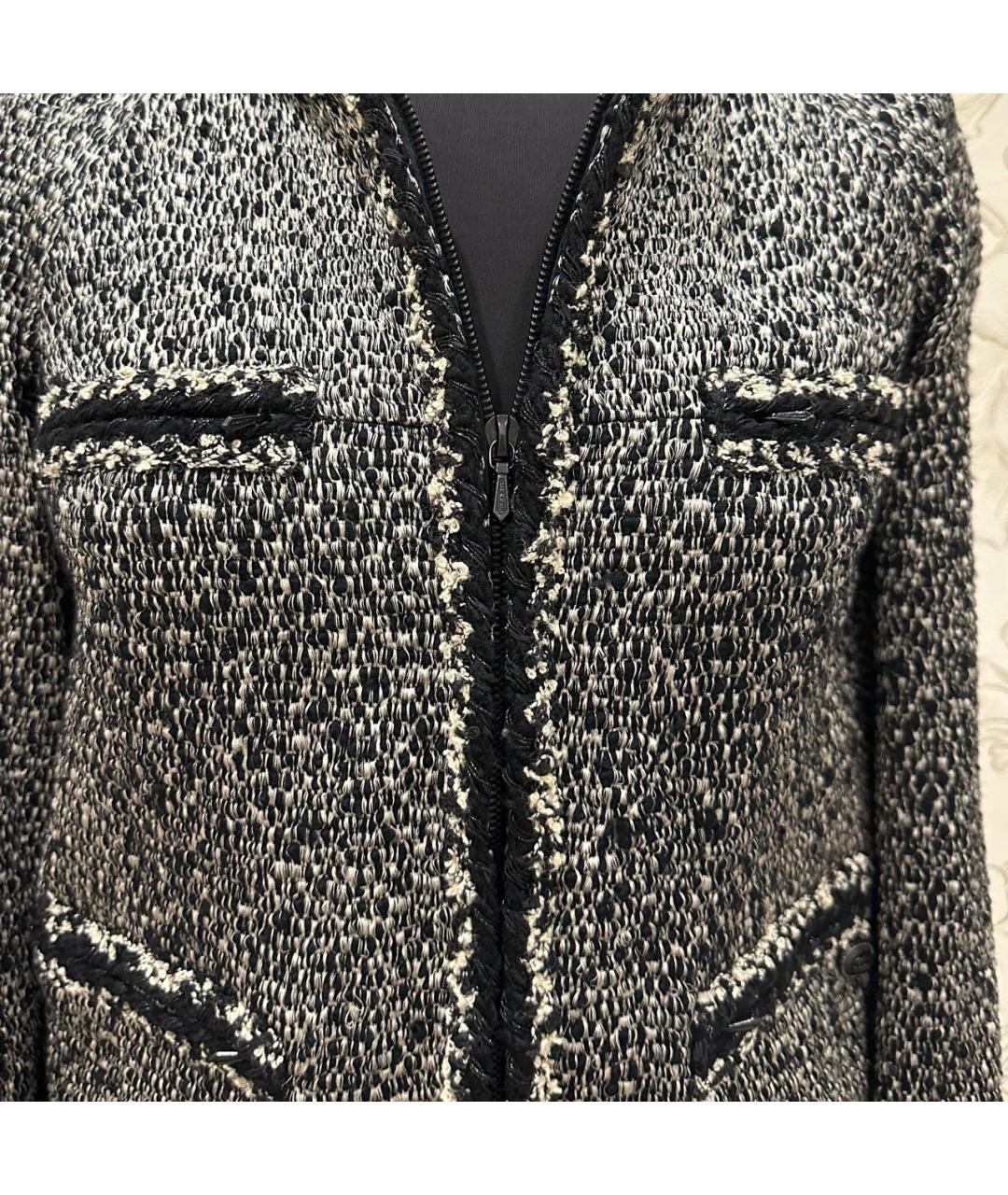 CHANEL Серый твидовый жакет/пиджак, фото 4