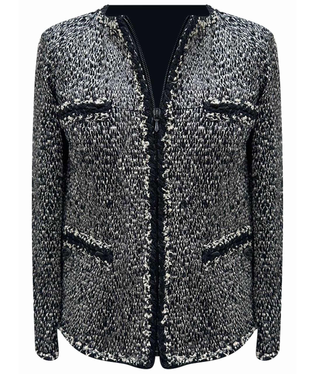 CHANEL Серый твидовый жакет/пиджак, фото 1