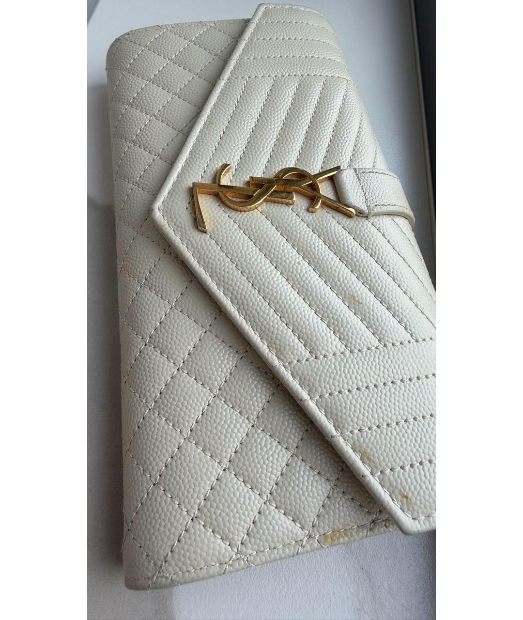 SAINT LAURENT Белый кожаный кошелек, фото 4