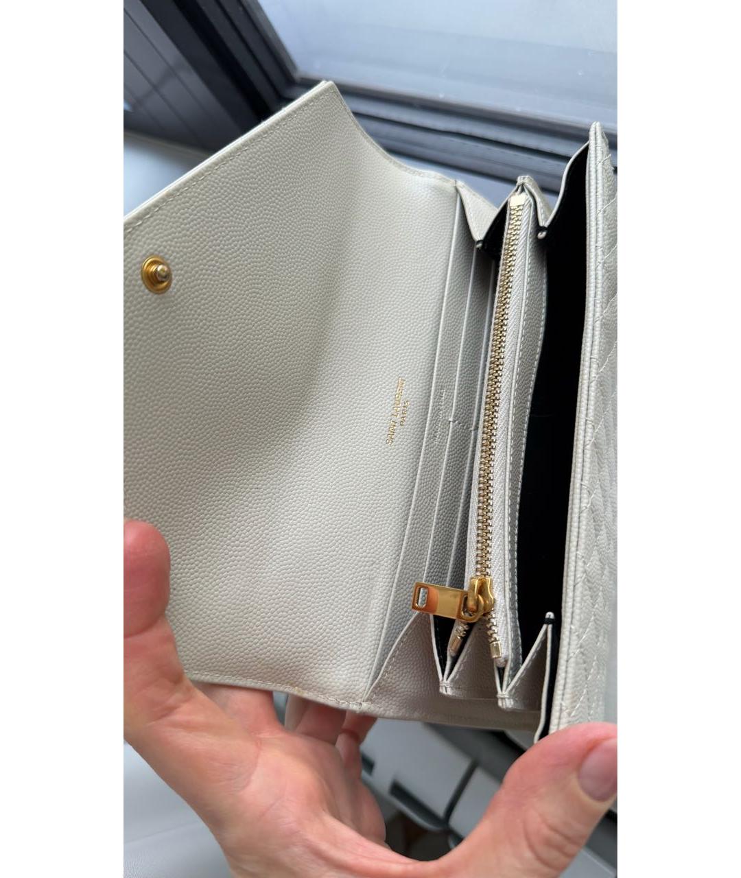 SAINT LAURENT Белый кожаный кошелек, фото 6