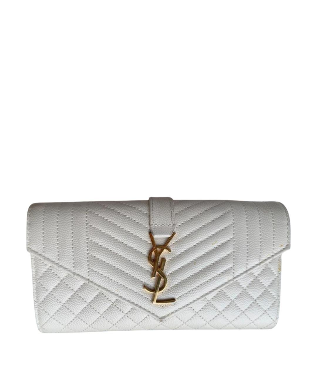 SAINT LAURENT Белый кожаный кошелек, фото 1