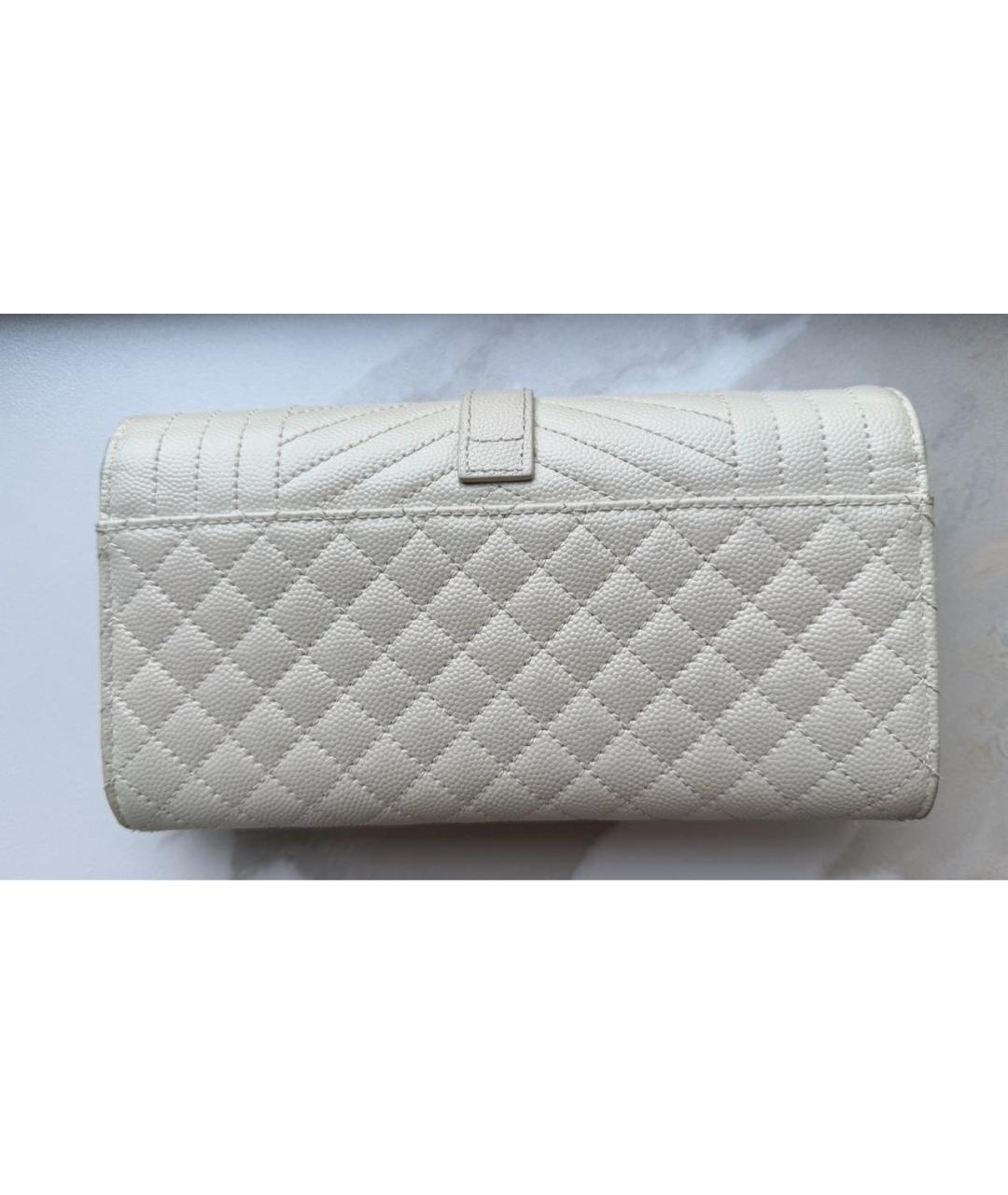 SAINT LAURENT Белый кожаный кошелек, фото 2