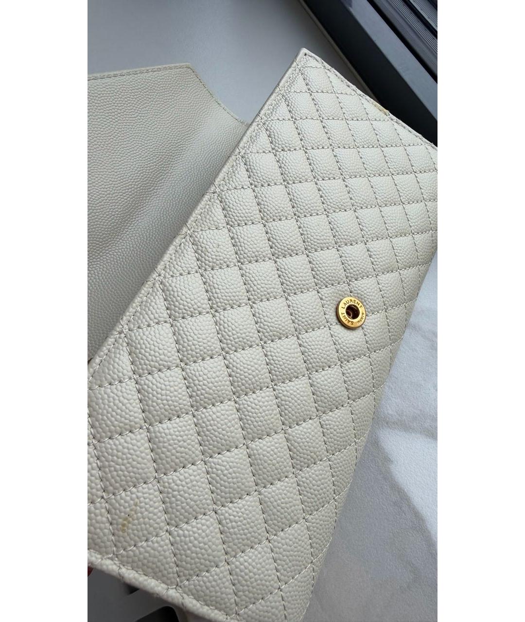 SAINT LAURENT Белый кожаный кошелек, фото 8