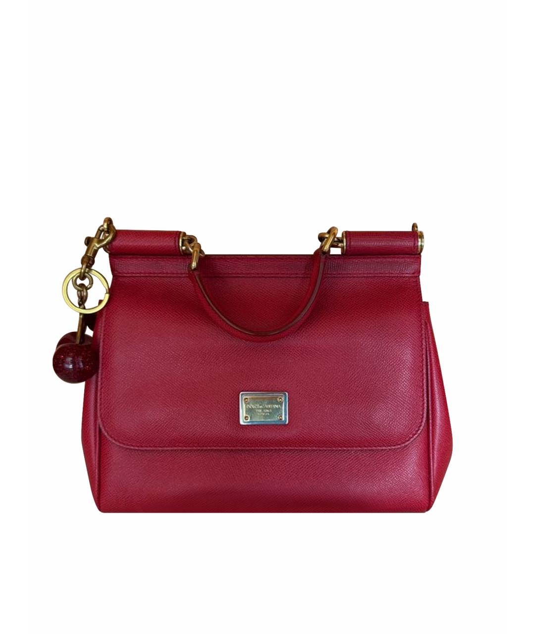 DOLCE&GABBANA Красная кожаная сумка с короткими ручками, фото 1