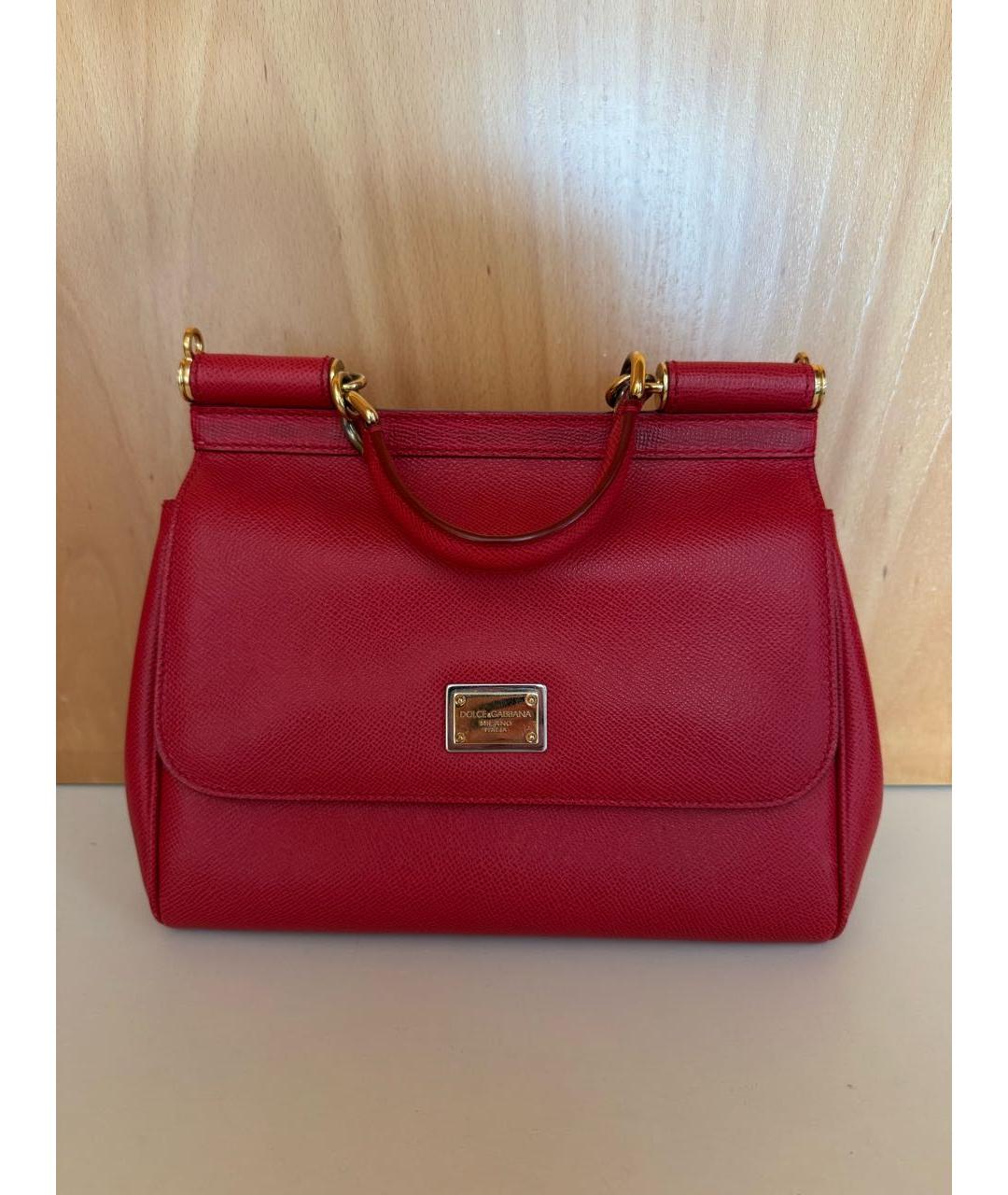 DOLCE&GABBANA Красная кожаная сумка с короткими ручками, фото 4