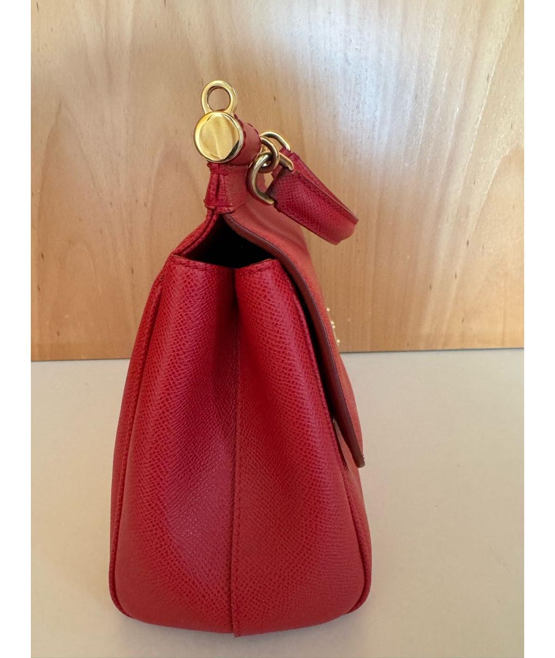 DOLCE&GABBANA Красная кожаная сумка с короткими ручками, фото 2