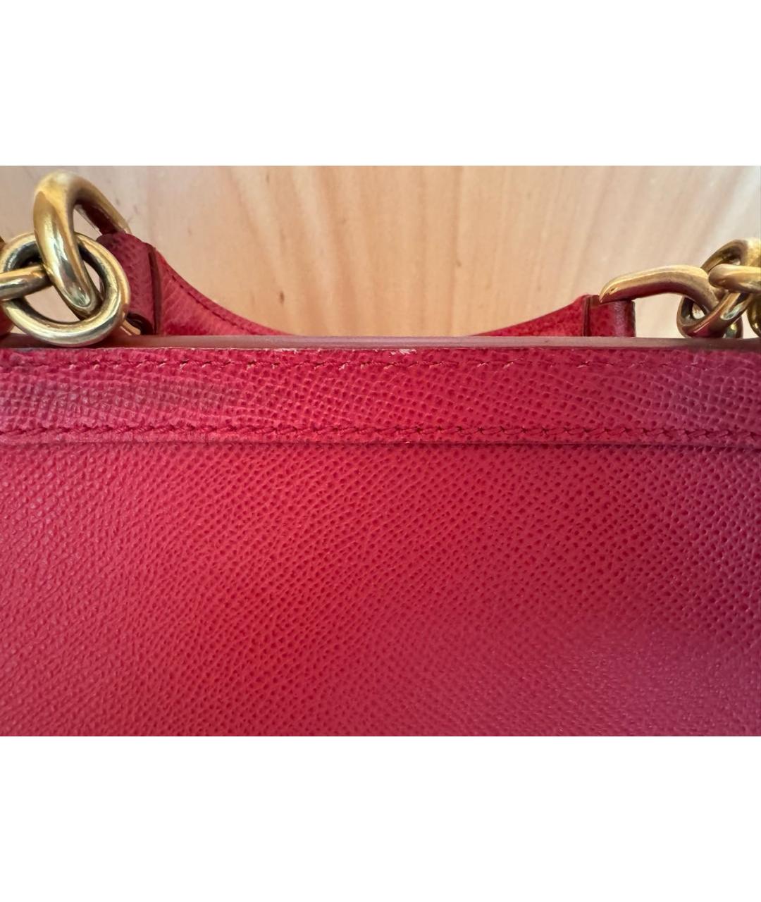 DOLCE&GABBANA Красная кожаная сумка с короткими ручками, фото 5