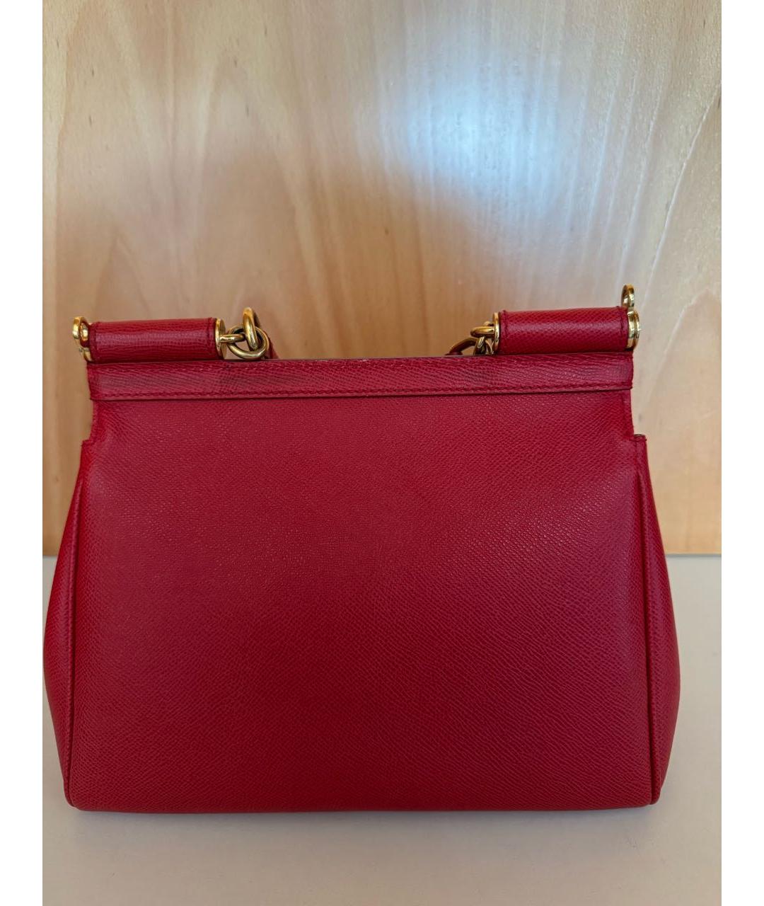 DOLCE&GABBANA Красная кожаная сумка с короткими ручками, фото 3