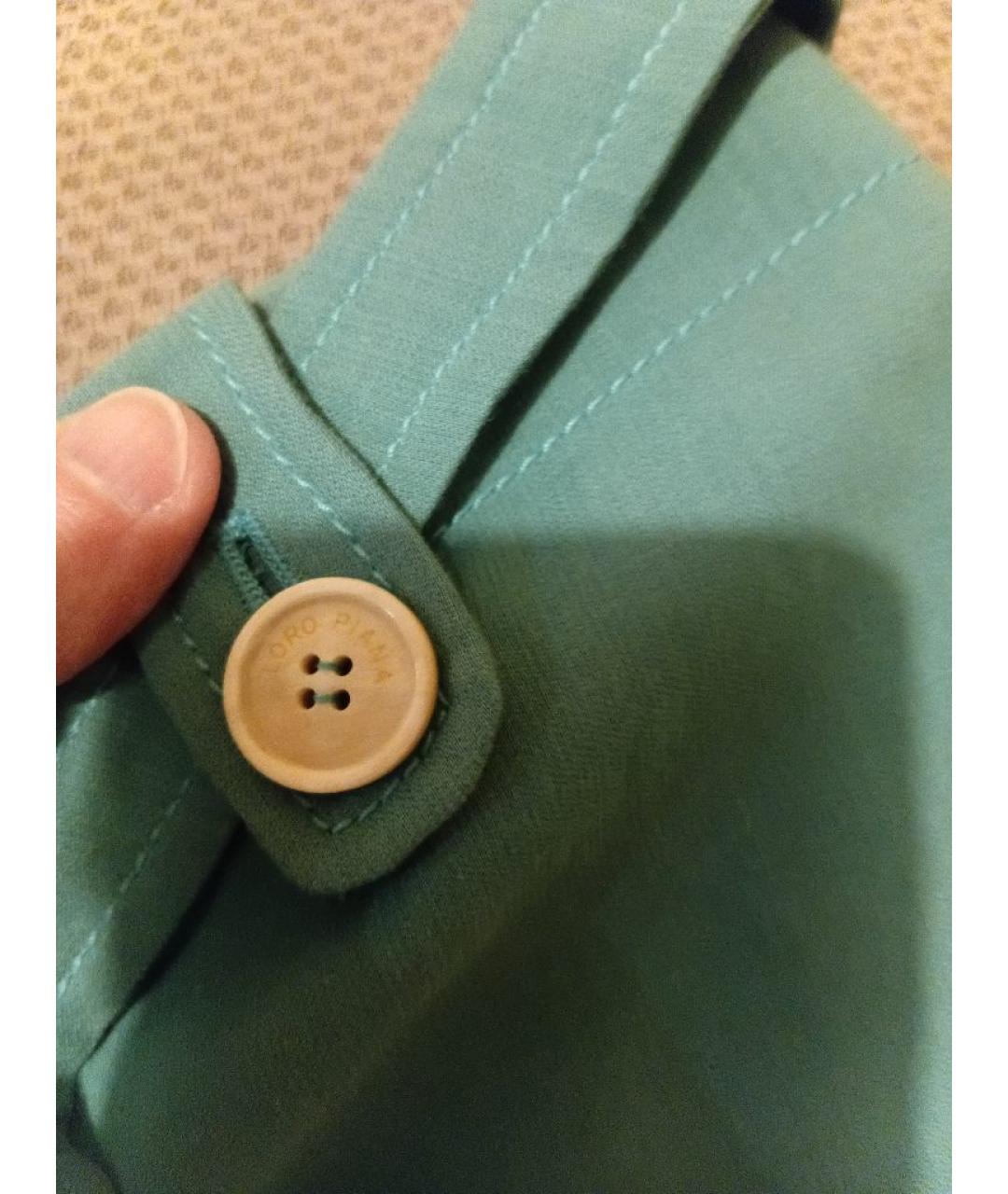 LORO PIANA Бирюзовая хлопковая юбка миди, фото 5