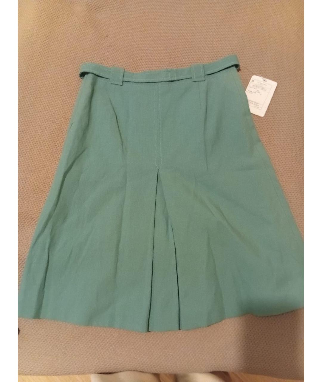 LORO PIANA Бирюзовая хлопковая юбка миди, фото 2