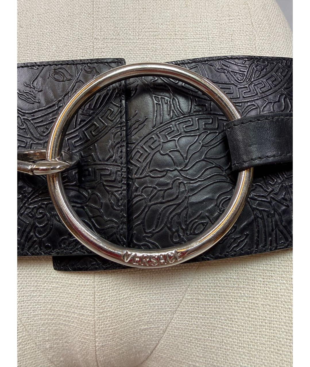 VERSACE Черный кожаный ремень, фото 4