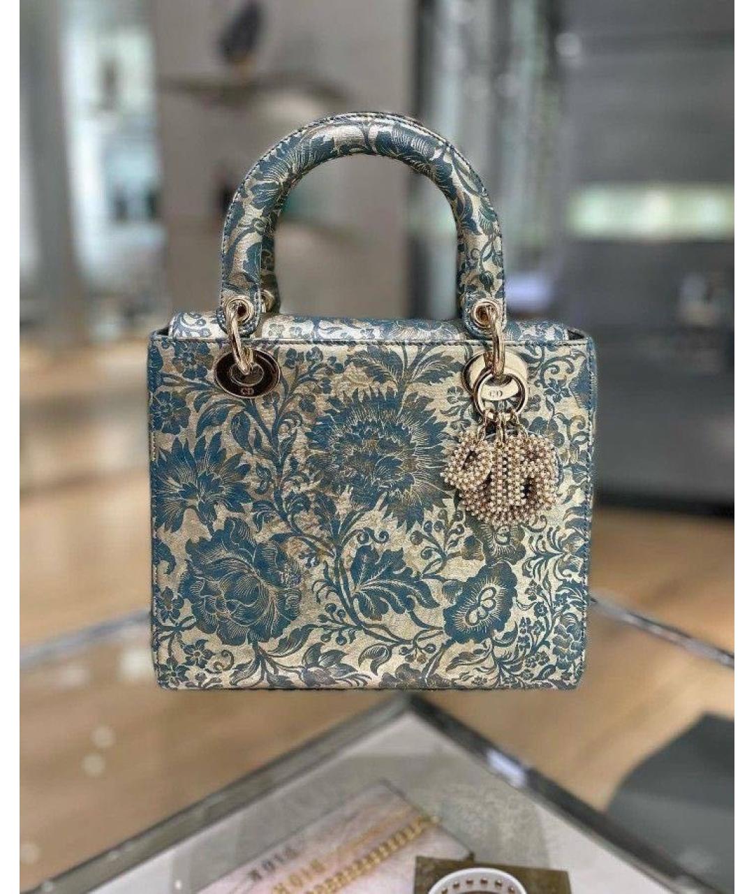 CHRISTIAN DIOR Серебряная кожаная сумка с короткими ручками, фото 2