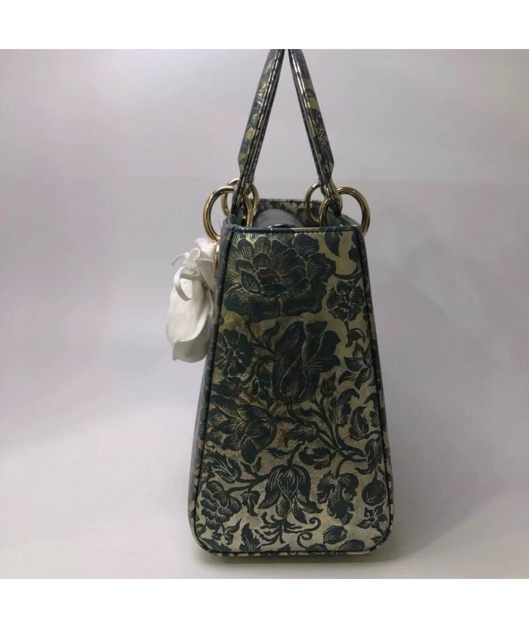 CHRISTIAN DIOR Серебряная кожаная сумка с короткими ручками, фото 8