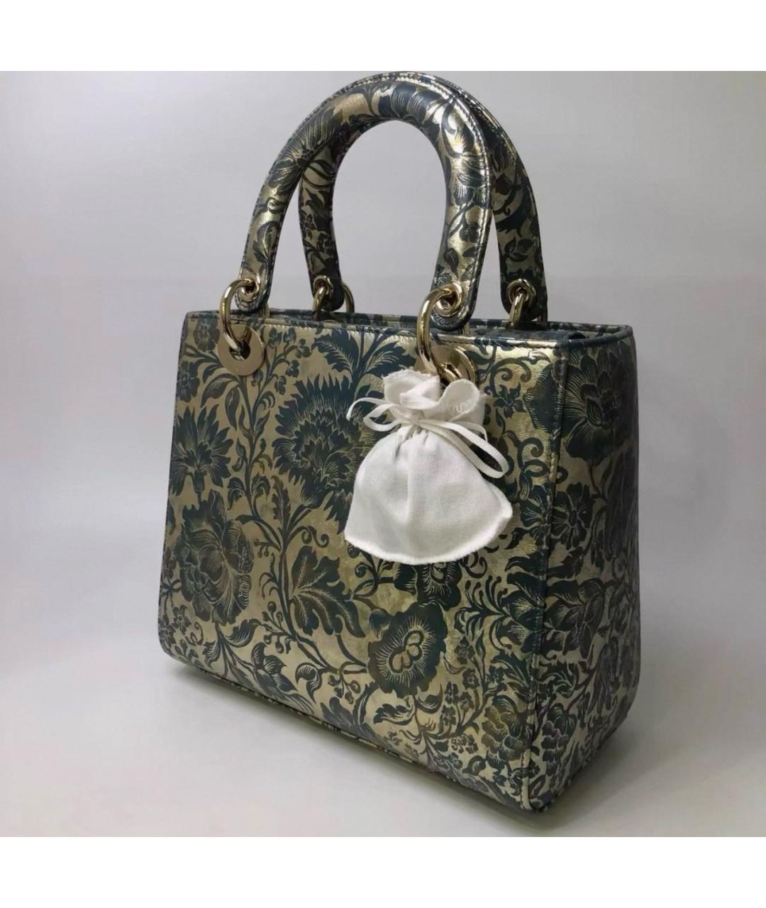 CHRISTIAN DIOR Серебряная кожаная сумка с короткими ручками, фото 5