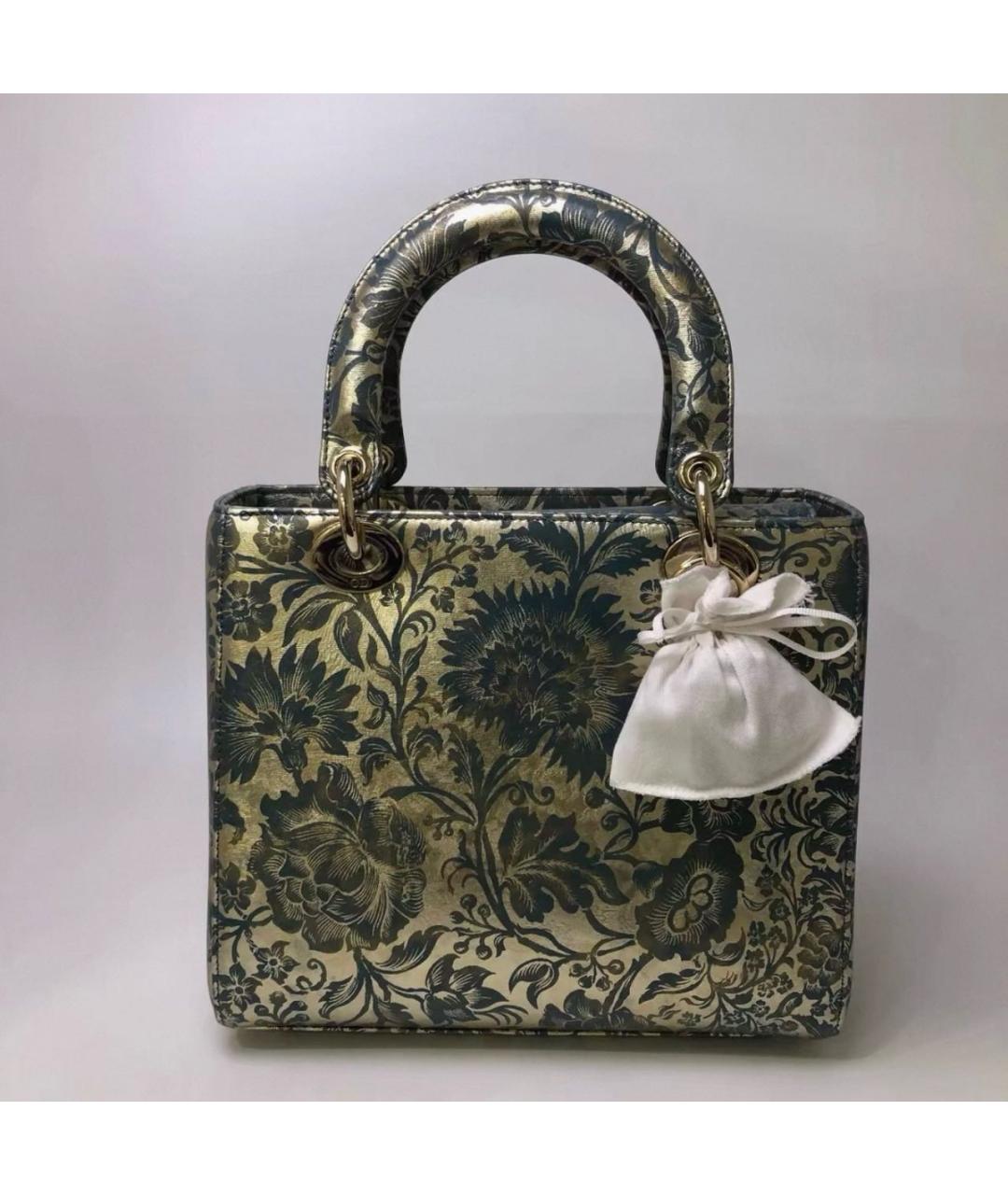 CHRISTIAN DIOR Серебряная кожаная сумка с короткими ручками, фото 4