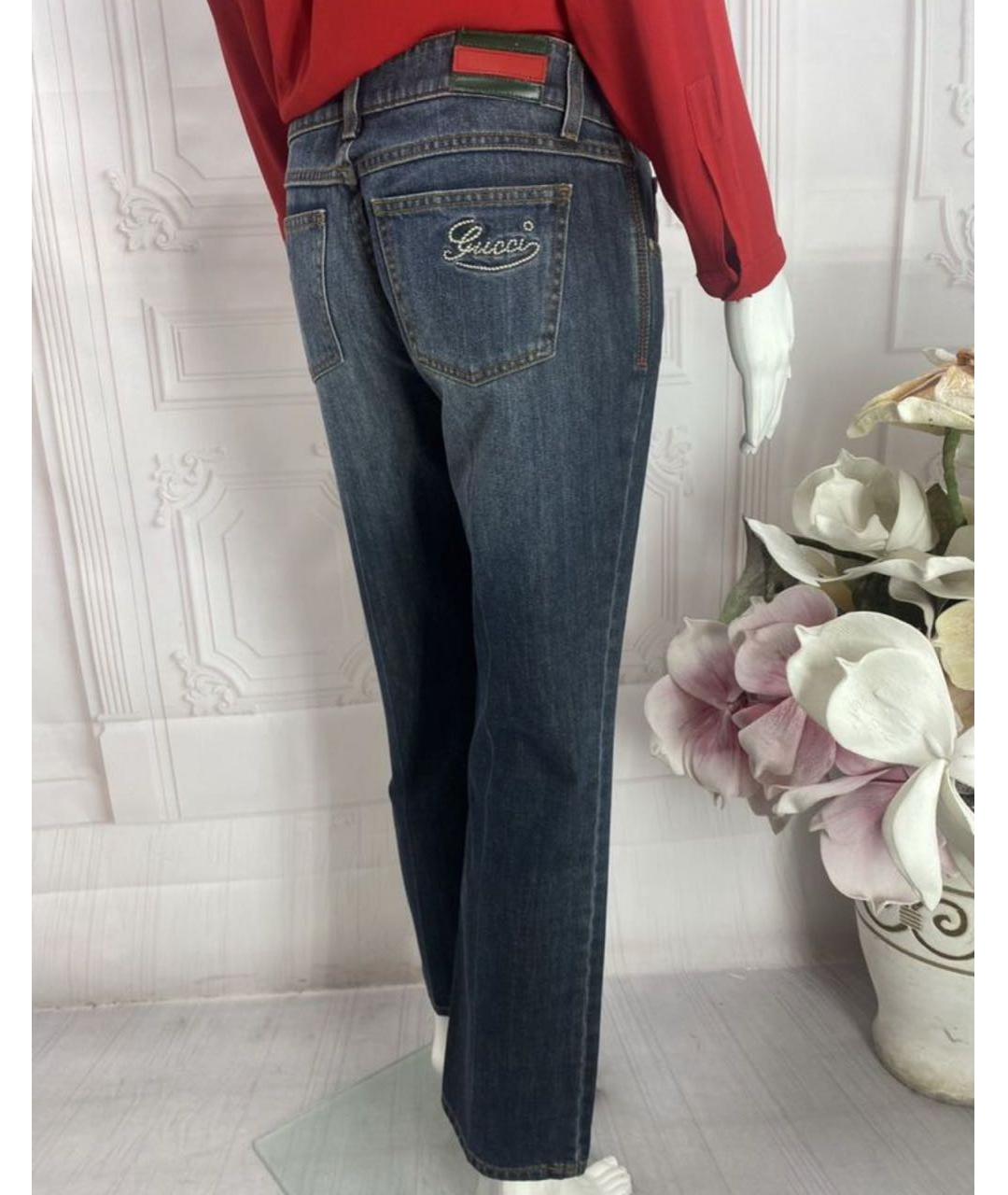GUCCI Темно-синие хлопковые прямые джинсы, фото 8