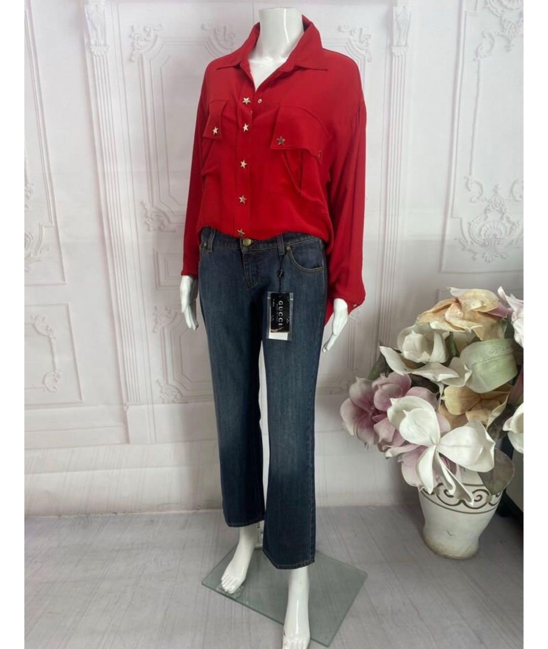 GUCCI Темно-синие хлопковые прямые джинсы, фото 6