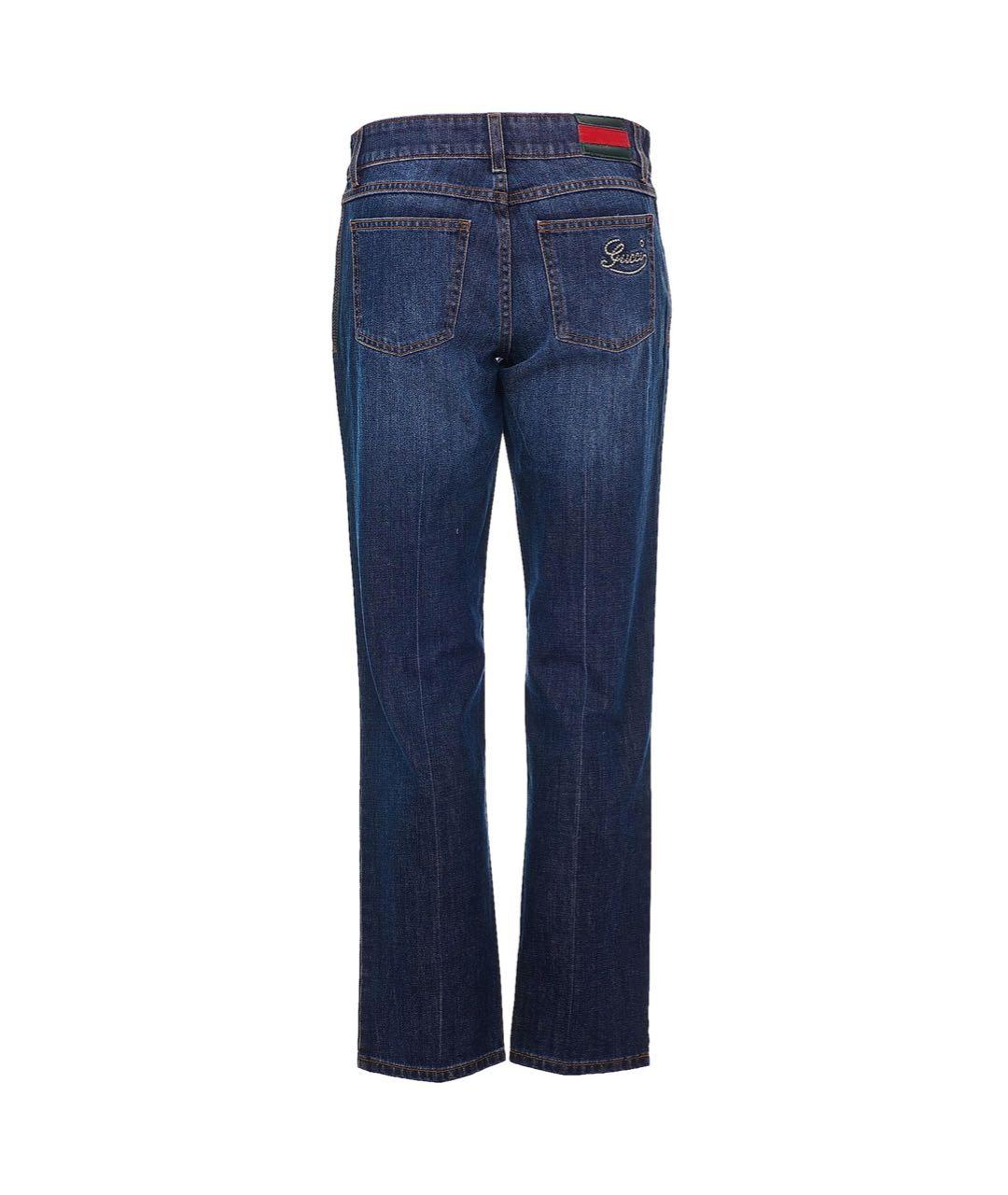 GUCCI Темно-синие хлопковые прямые джинсы, фото 2